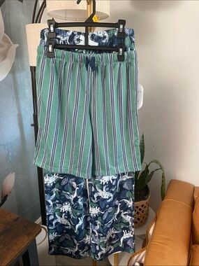 wonder nation Green & Navy Boys 2-Piece Pajama Set - Stripes & Dino